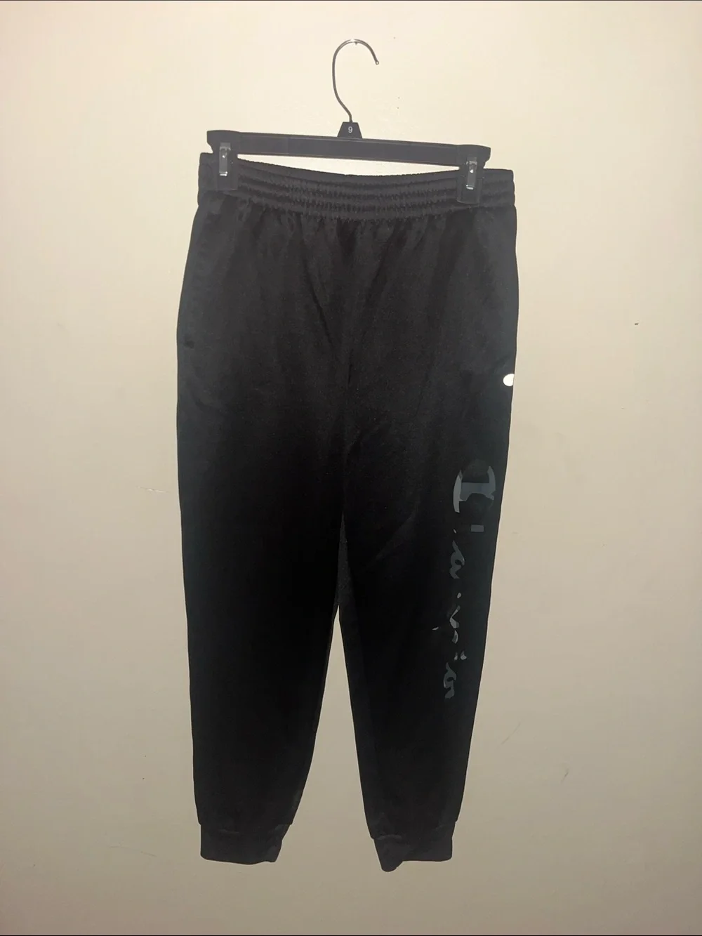 Champion Black Logo Sweatpants with Vertical Side Branding
